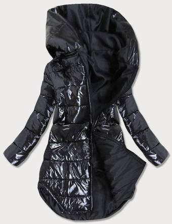 KURTKA ZIMOWA DAMSKA Z ASYMETRYCZNYM DOŁEM CZARNA (633ART)