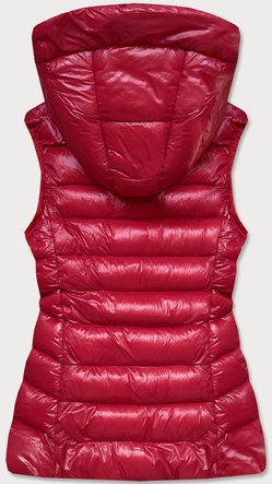 KAMIZELKA DAMSKA Z PUCHEM NATURALNYM CZERWONA (6816)