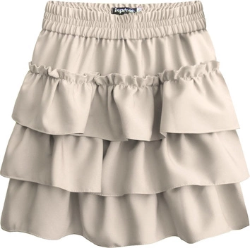 SPÓDNICA Z FALBANKAMI MINI BEŻOWA (310ART)