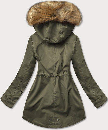 Parka zimowa damska khaki-beż (m-21356)