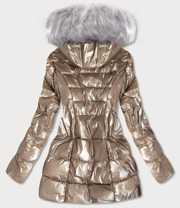 DAMSKA BŁYSZCZĄCA KURTKA ZIMOWA ZŁOTA (GWW1939)