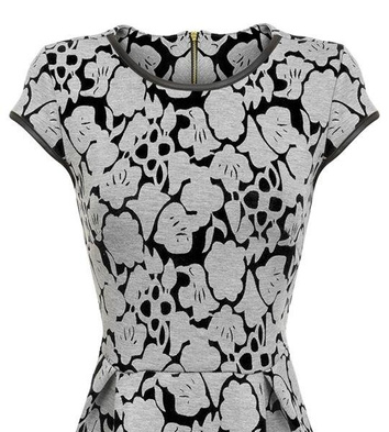 SUKIENKA W KWIATY SZARO-CZARNA (S1418)