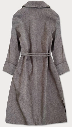 Damski płaszcz z rękawami 3/4 w kratkę brąz (2718)