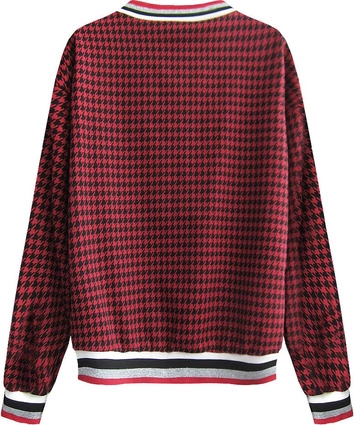 BAWEŁNIANA BLUZA W PEPITKĘ CZARNO-CZERWONA (463ART)