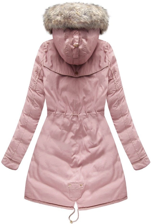 DWUSTRONNA DAMSKA KURTKA ZIMOWA Z KAPTUREM RÓŻOWO-GRANATOWA (W632)