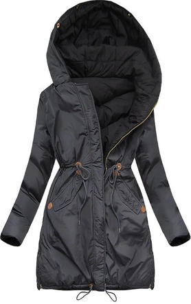 DWUSTRONNA PARKA Z KAPTUREM GRAFITOWO-CZARNA (MODEL16)