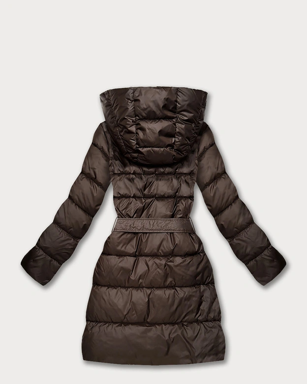 Dwustronna kurtka zimowa plus size czekoladowa/panterka (M6-6008-103)