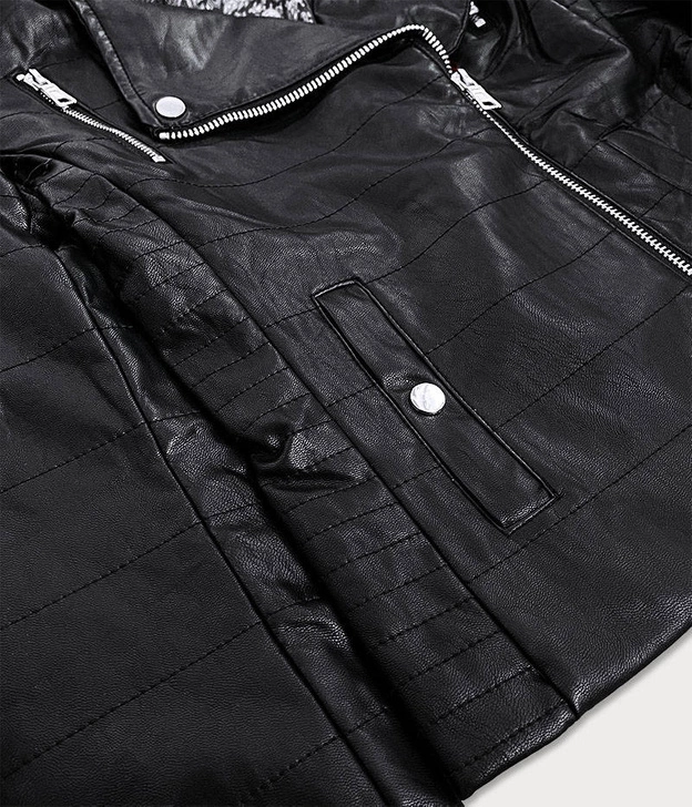 Pikowana ramoneska z ekoskóry czarna (q-059)