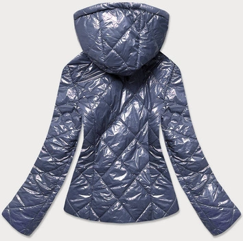 Błyszcząca damska kurtka szaroniebieska (b9756-72)
