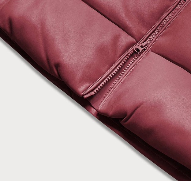 Ciepła kamizelka damska z ekoskóry bordowa (d-3231-67)