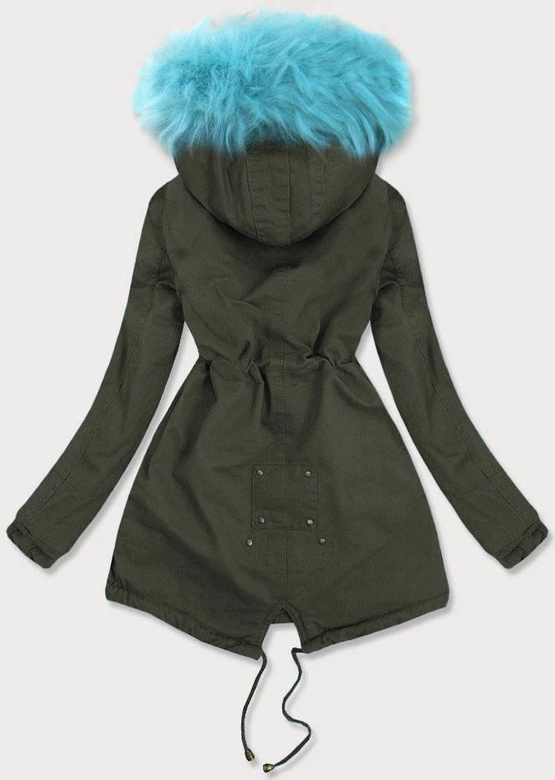 ZIMOWA PARKA DAMSKA KHAKI-NIEBIESKA (D-213-3#)