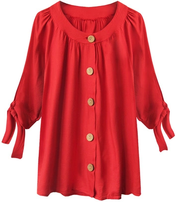 KRÓTKA BLUZKA Z GUZIKAMI CZERWONA (252ART)