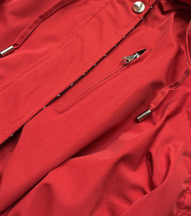 PARKA DAMSKA 2W1 CZERWONY/BIAŁY (W702BIG)