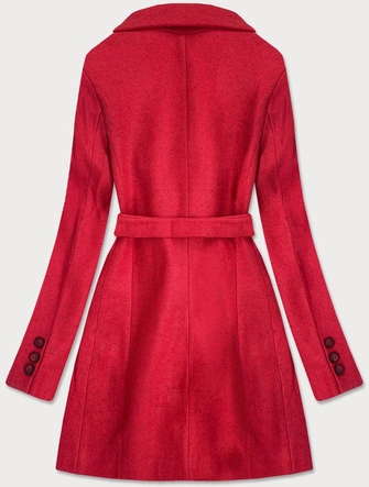 KLASYCZNY DAMSKI PŁASZCZ Z DOMIESZKĄ WEŁNY CZERWONY (2715)