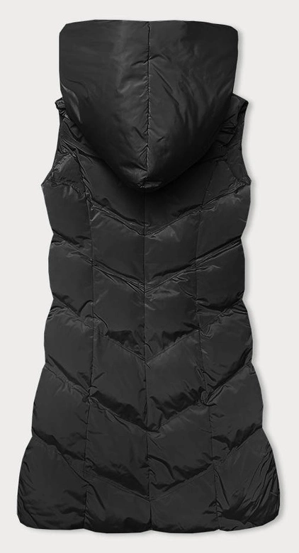 Kamizelka damska ze stójką i kapturem czarna (23-011)