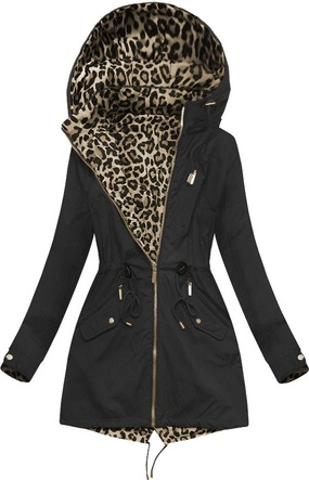 DWUSTRONNA PARKA Z KAPTUREM CZARNA (W304-1)