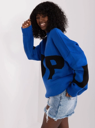 Damski sweter oversize ciemnoniebieski (8060)