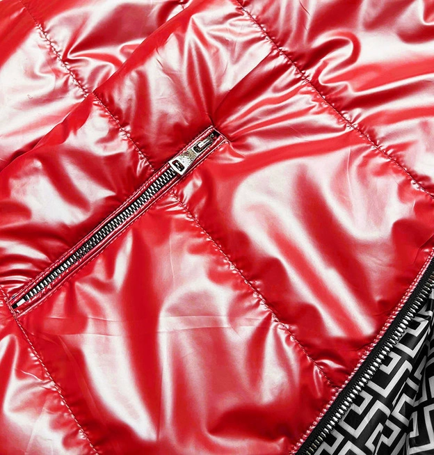 Dwustronna kurtka damska z kapturem czerwona (br9795-4)