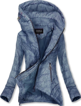 PIKOWANA KURTKA Z KAPTUREM GRANATOWA (W714BIG)