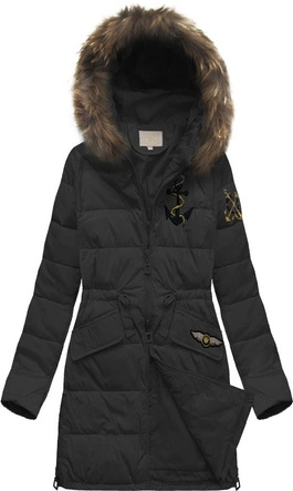 PIKOWANA KURTKA Z NASZYWKAMI CZARNA (MODEL14)