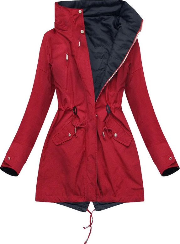 DWUSTRONNA PARKA Z KAPTUREM CZERWONO-GRANATOWA (W303)