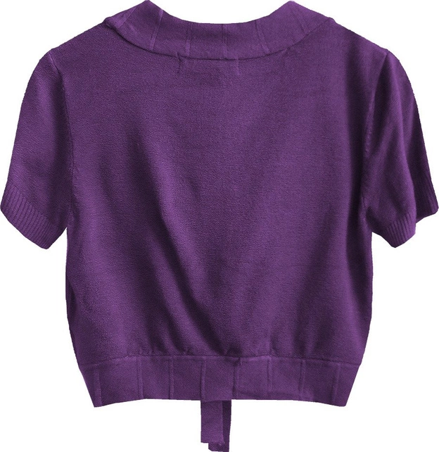 KRÓTKI WIĄZANY SWETEREK FIOLETOWY (1194)