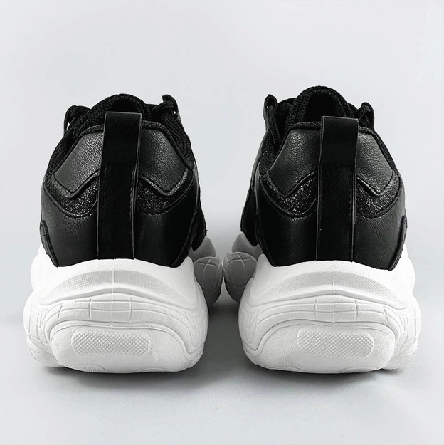 Sznurowane sneakersy damskie czarne (172)