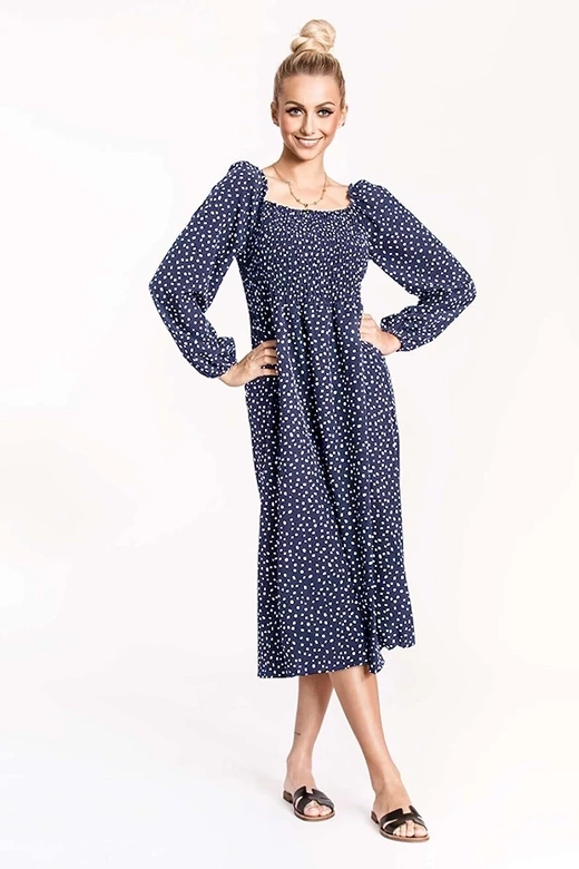 Sukienka z opuszczanymi ramionami Ann Gissy niebieska (DLY018)