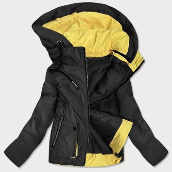 KRÓTKA ASYMETRYCZNA KURTKA DAMSKA CZARNA (0955#)