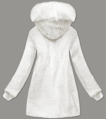 Kurtka damska z kapturem baranek biała (h-1030-82)