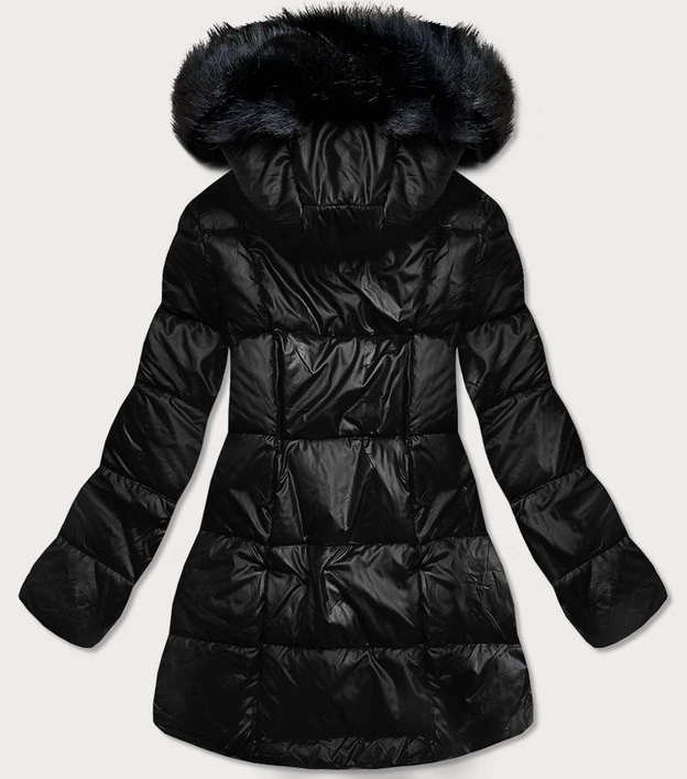 ASYMETRYCZNA KURTKA DAMSKA ZIMOWA CZARNA (8953-A)