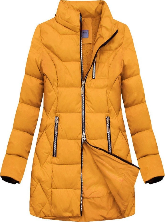 PIKOWANA KURTKA Z KAPTUREM ŻÓŁTA (B2644)