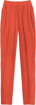 LUŹNE SPODNIE Z MARSZCZONĄ TALIĄ CEGLANE (9222)