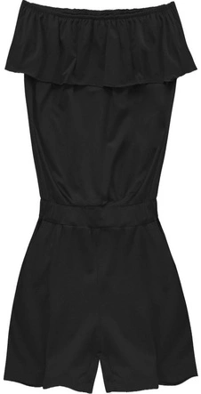 KRÓTKI KOMBINEZON Z DEKOLTEM BANDEAU CZARNY (108ART)