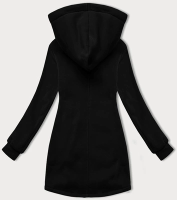 Rozpinana bluza damska z łączonych materiałów LHD czarna (AMG-165)