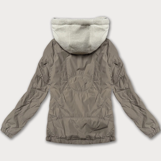 Damska kurtka z ozdobnym kapturem Miss TiTi ciemny beż (3295)