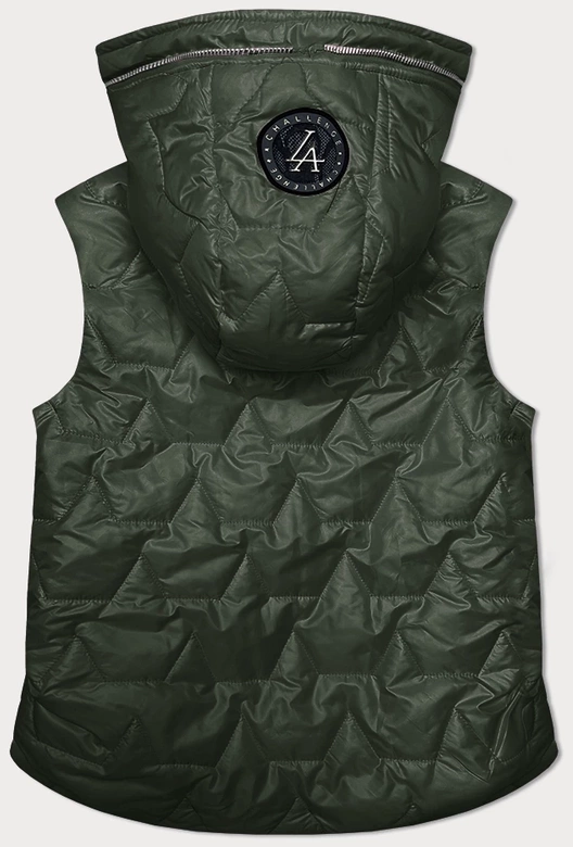 Cienka kamizelka damska ze złotym suwakiem S'West khaki (B8229-11)