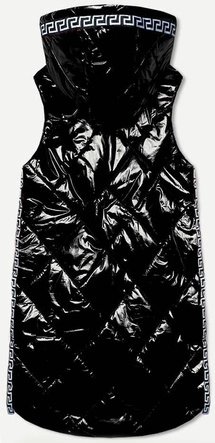 Błyszcząca kamizelka z lamówkami czarna (7004BIG)