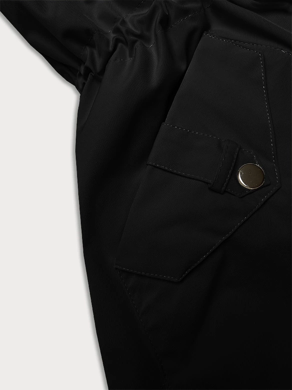 Parka damska z jeansowymi rękawami Way Mode czarny-beż (WD202301)