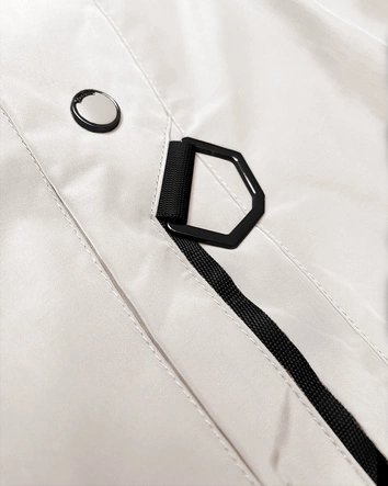 Lekko ocieplana kurtka damska z kapturem LHD jasny beżowy (LHD-24589)