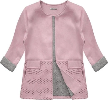 AŻUROWA ZAMSZOWA NARZUTKA RÓŻOWA (8061-1)