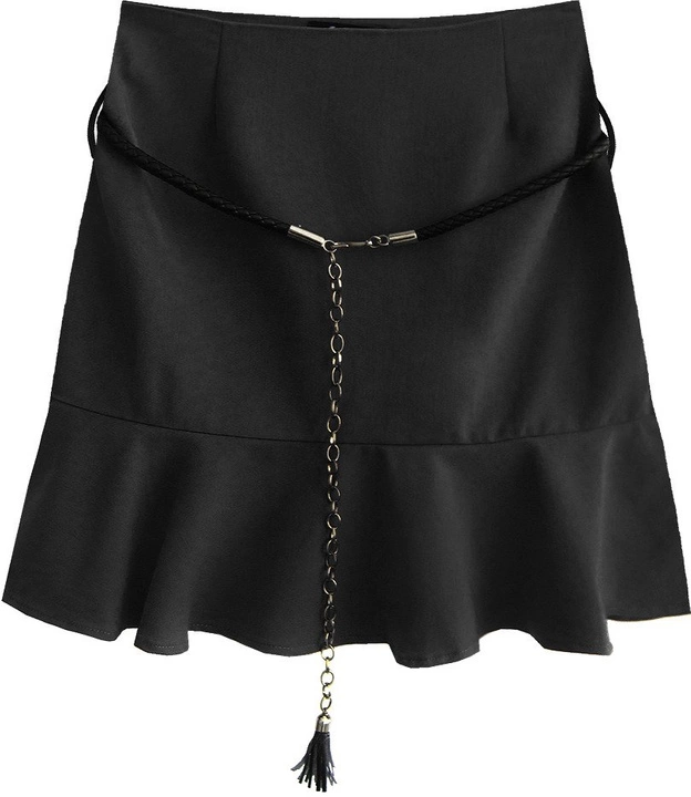 KRÓTKA SPÓDNICA Z FALBANĄ CZARNA (6158/1)