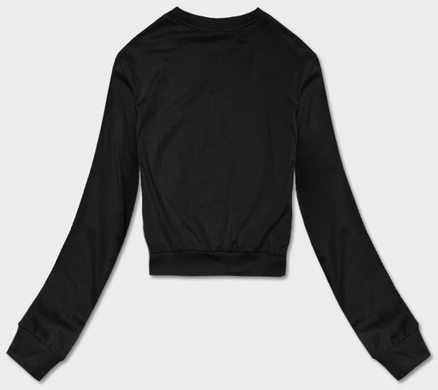 Cienka krótka bluza dresowa damska czarna (8B938-3)