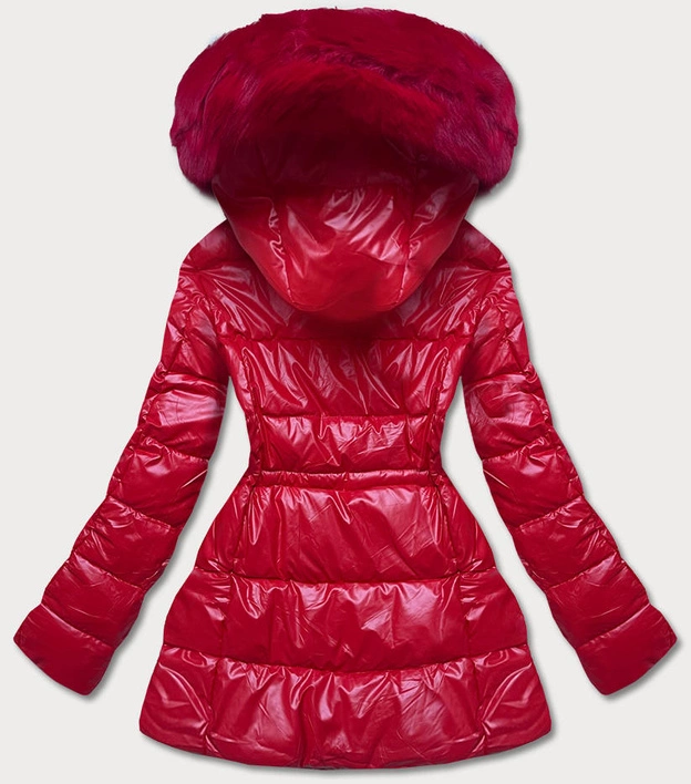 Metaliczna kurtka damska czerwona (b8029-4)