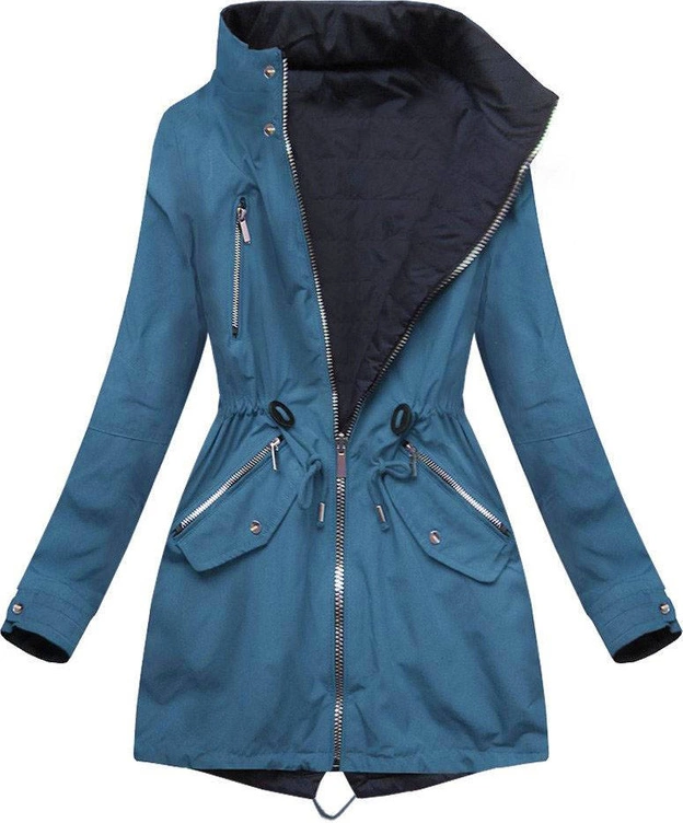 DWUSTRONNA PARKA Z KAPTUREM NIEBIESKO-GRANATOWA (W302)