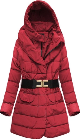 PIKOWANA KURTKA Z PUCHEM NATURALNYM CZERWONA (X1212X)