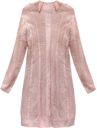 CIEPŁY SWETER Z FRĘDZLAMI PUDROWY RÓŻ (155ART)