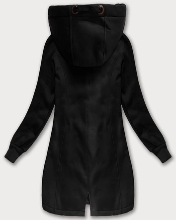 Długa bluza damska z kapturem czarna (AMG-675/2)