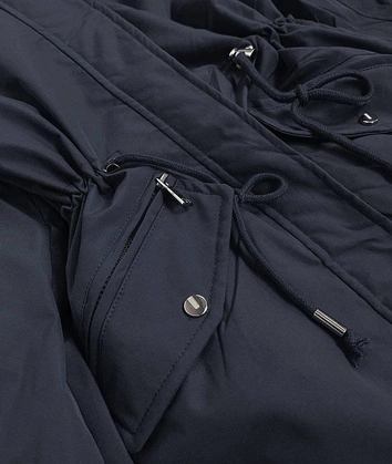 DWUSTRONNA KURTKA DAMSKA GRANATOWO-BIAŁA (XW503BIGX)