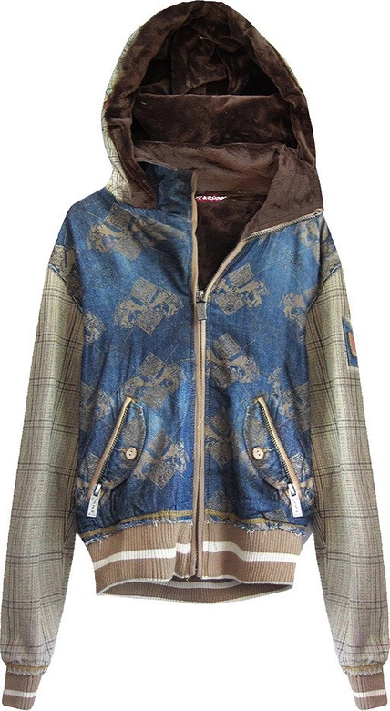 KRÓTKA KURTKA NA MISIU NIEBIESKO-BRĄZOWA (378ART)